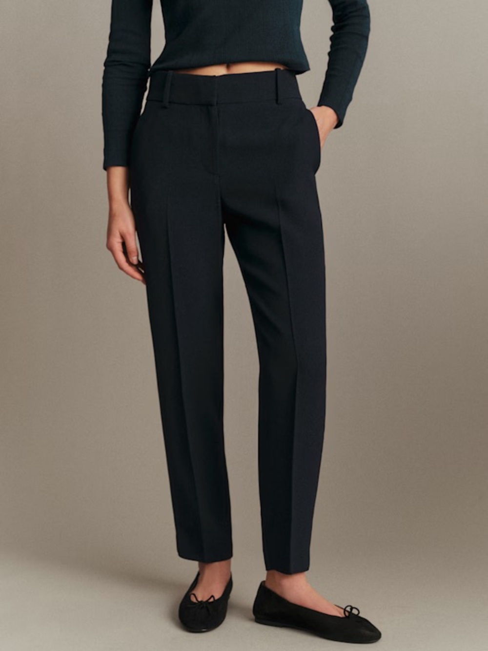 Sezane Navy Gustavo Tailored Trousers Minimalist Classic Capsule Closet Size 4